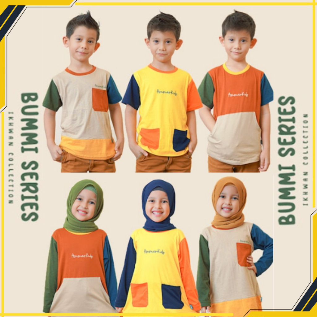 Baju Kaos couple anak cowok cewek baju muslim anak perempuan laki laki 3-4-5-6-7-8-9-10-11-12-Tahun 