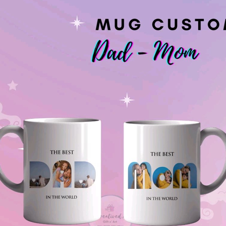 Custom Mug Couple Mom Dad (Papa Mama) Kado Ulangtahun Kado Unik Kado Keluarga