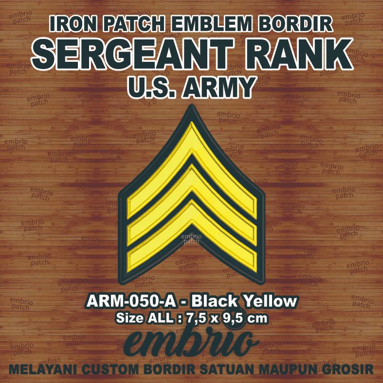 ARM-050-A  Patch Sergeant Rank us army chevron insignia E5 SGT pangkat sersan reinhardt john lennon 