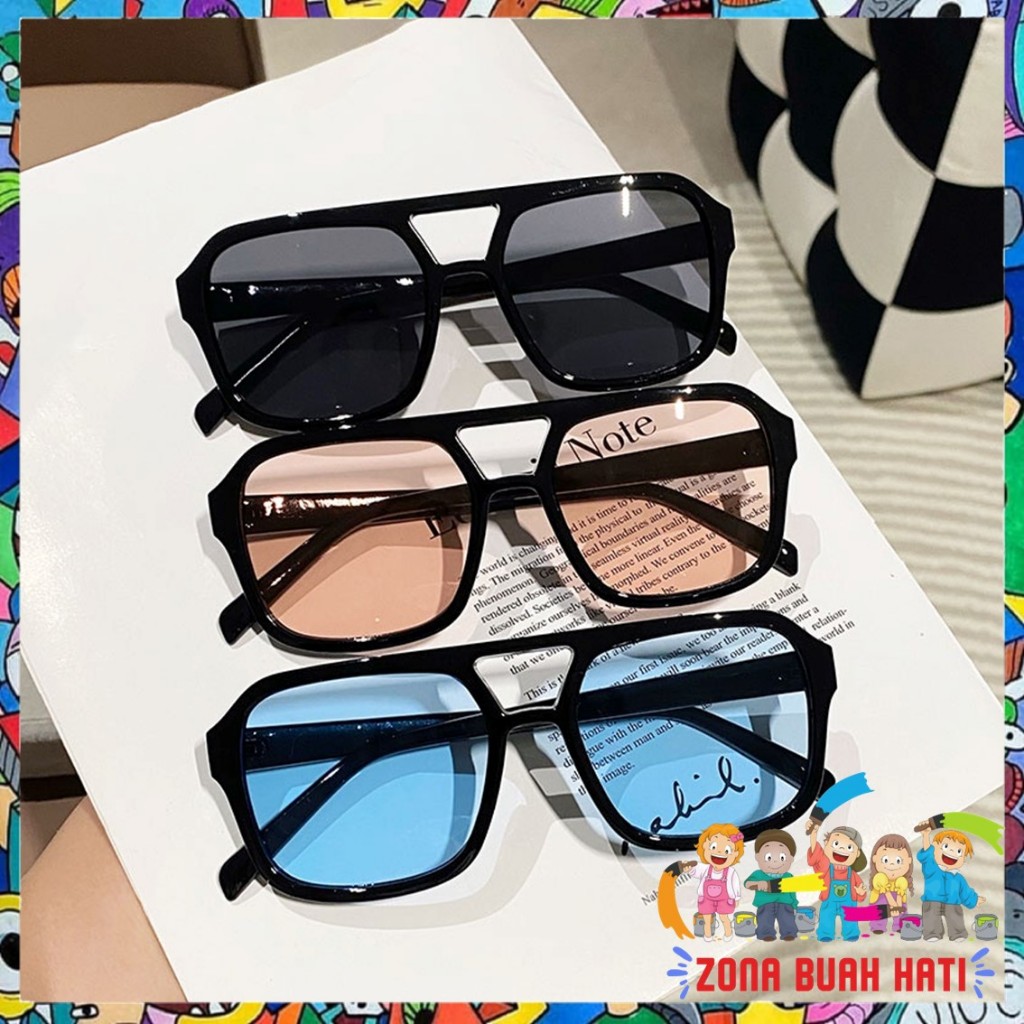 ZBH Kacamata Hitam Korea Wanita KC010 Kacamata Retro Klasik Frame Besar Persegi Kaca mata Style Kore