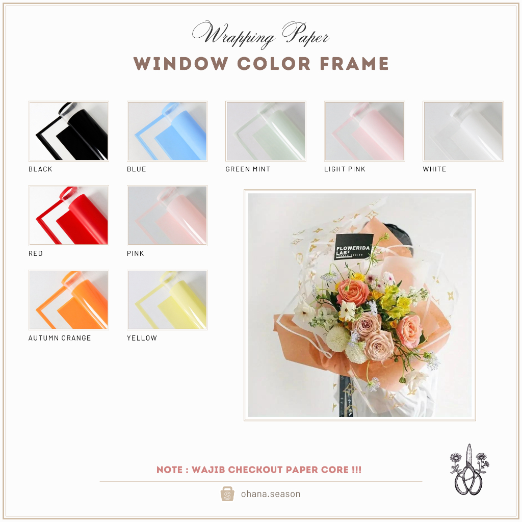 

Ohana Season Floral Wrapping Paper | Kertas Bunga | Window Color Frame Cellophane 58 x 58 cm