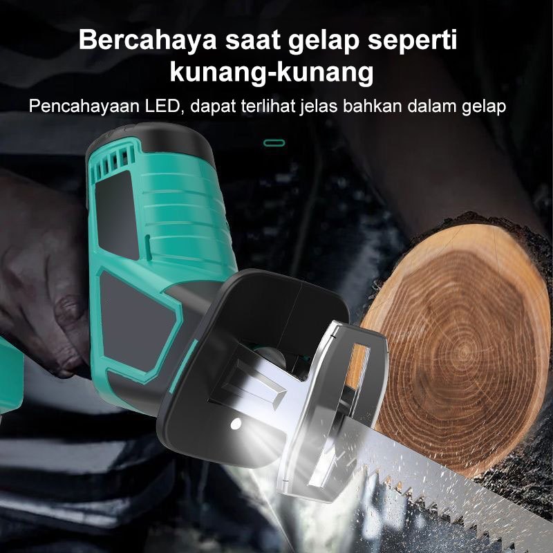MURAH Reaim Chainsaw Gergaji Rantai Gergaji Elektrik Mini Portable Genggam Lithium Charger gergaji