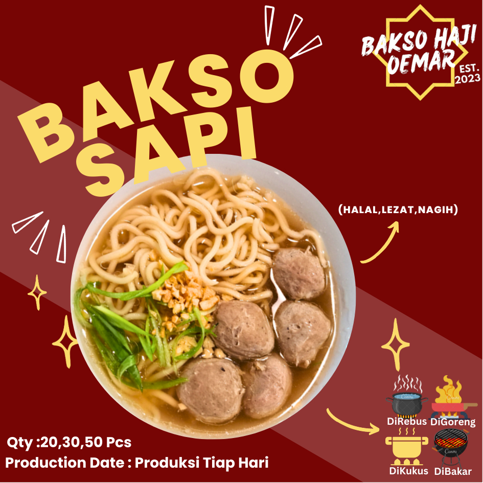 

Bakso Sapi Halus 20 PCS - Bakso Haji Oemar - PREMIUM,HALAL,HIGENIS,NIKMAT,DAN FRESHMADE