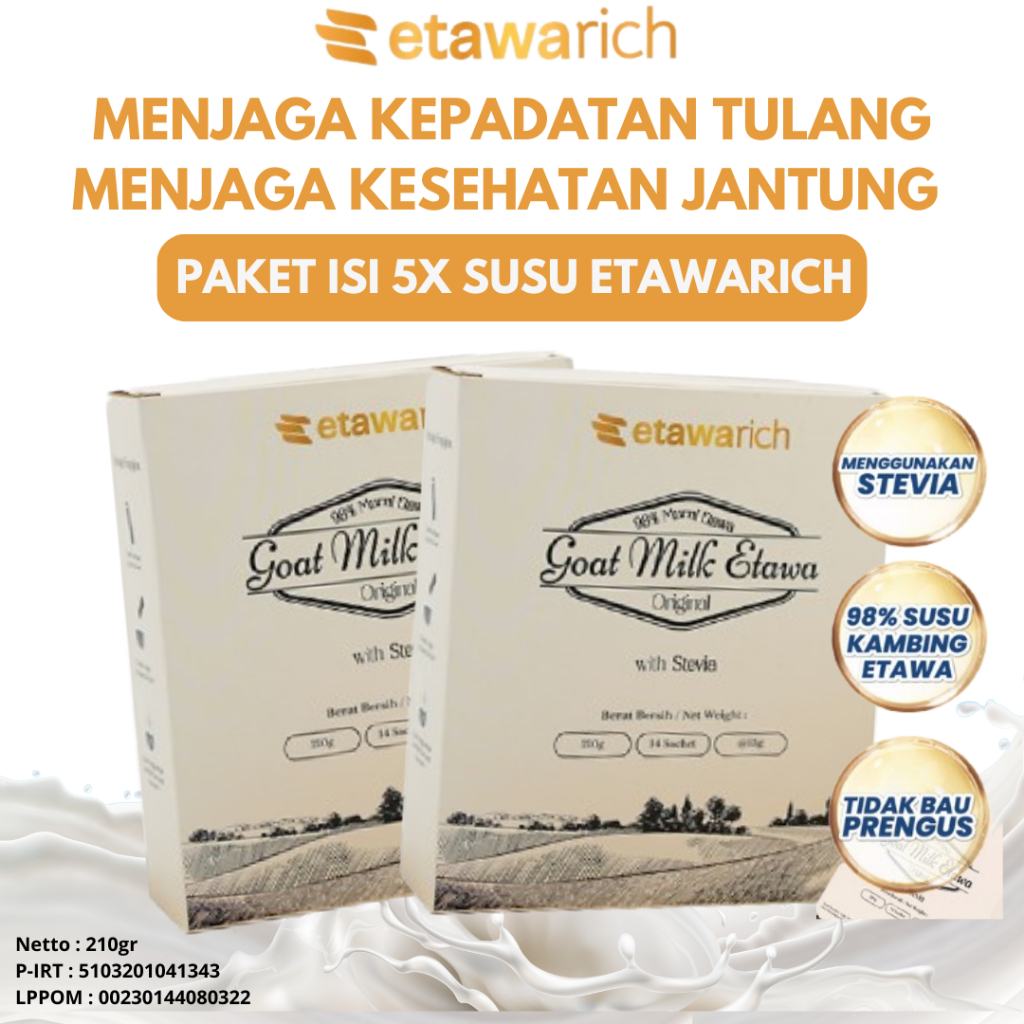 

ETAWARICH Paket 5Box Susu Kambing Obat Asam Urat Herbal Ampuh Tanpa Bahan Kimia Sudah BPOM