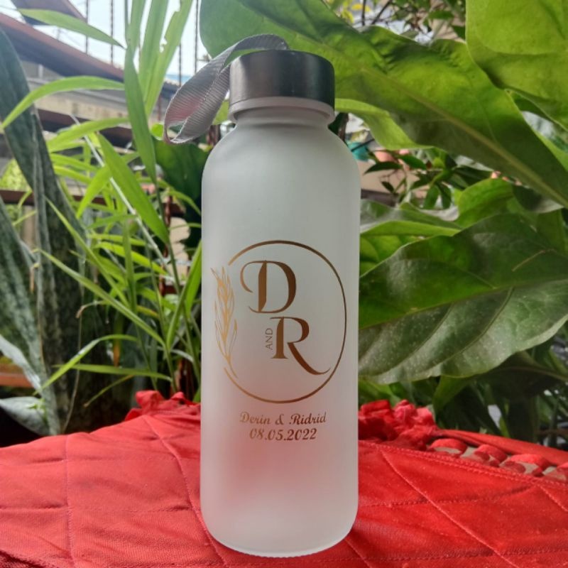 Tumbler Botol Kaca Bening / Doff Aesthetic Minum Kaca Tebal Souvenir Pernikahan Custom