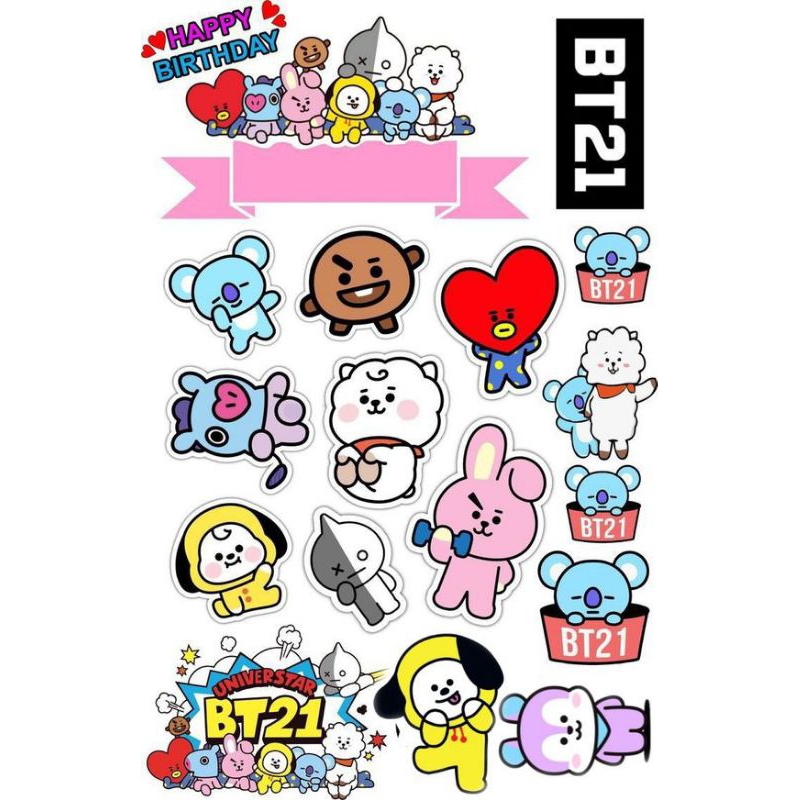 Cetak Topper BTS Kartun, Topper Kue Ultah Murah