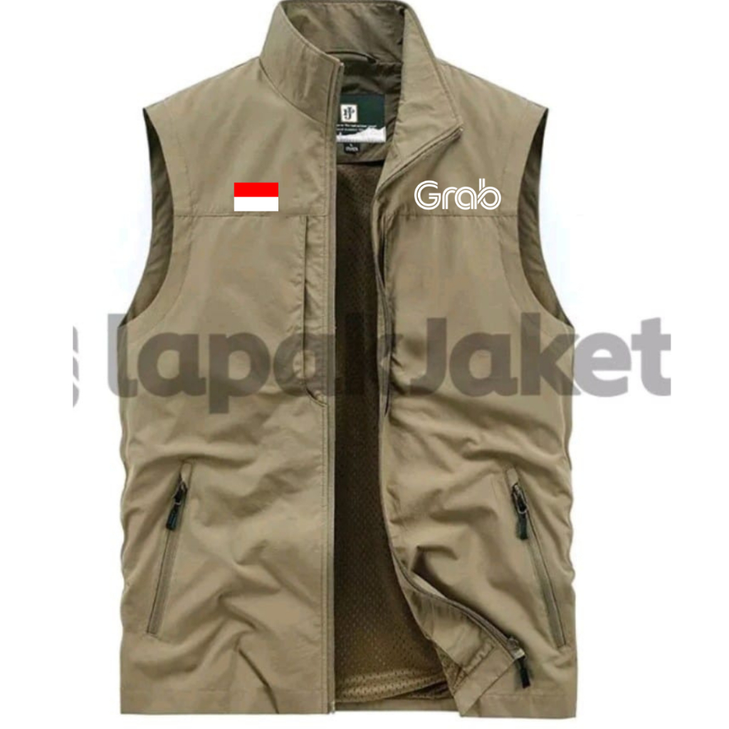 Jaket grab Rompi Motor Vest Pria Bikers Outdoor grab terbaru / rompi custom pria grab cod