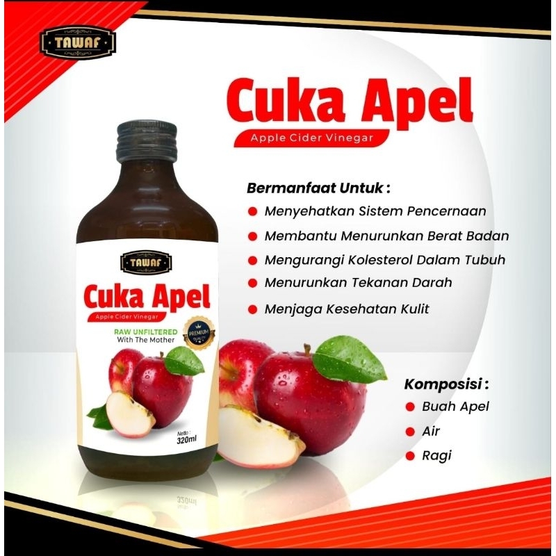 

Cuka Apel Organik Terbaik, Raw Unfiltered, With the Mother 320ml - TAWAF