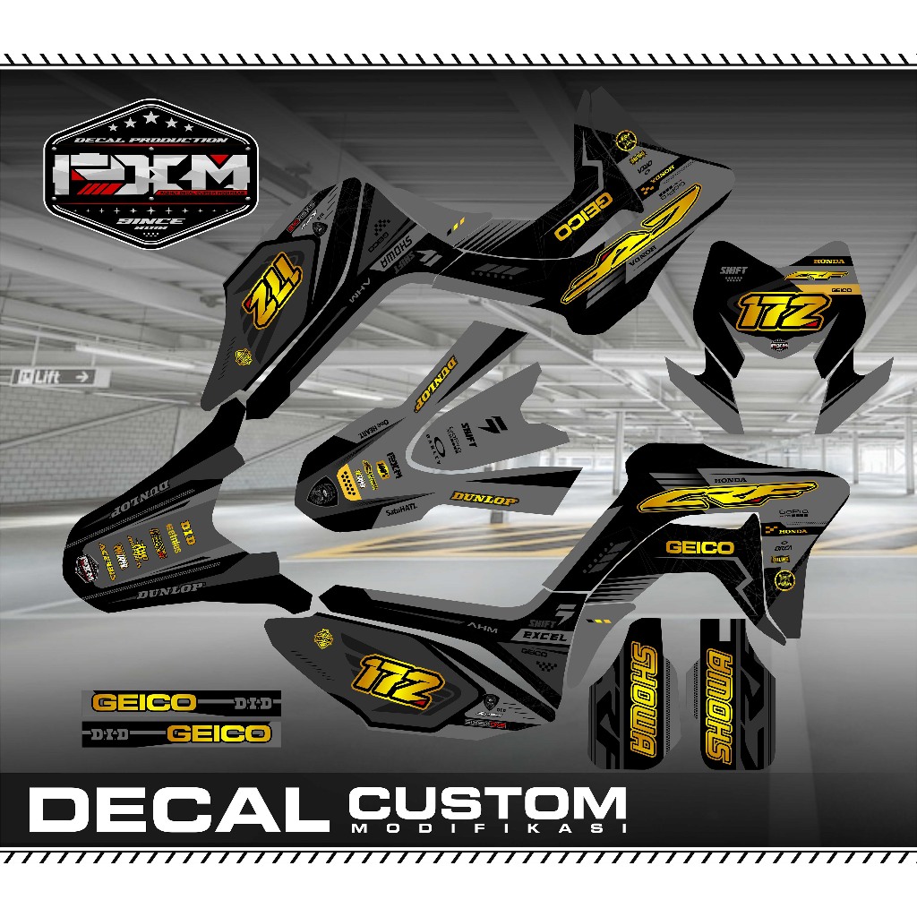 Decal Sticker CRF 150 L Fullbody Grey Hitam Keren (FULL CUSTOM) Stiker Full Body