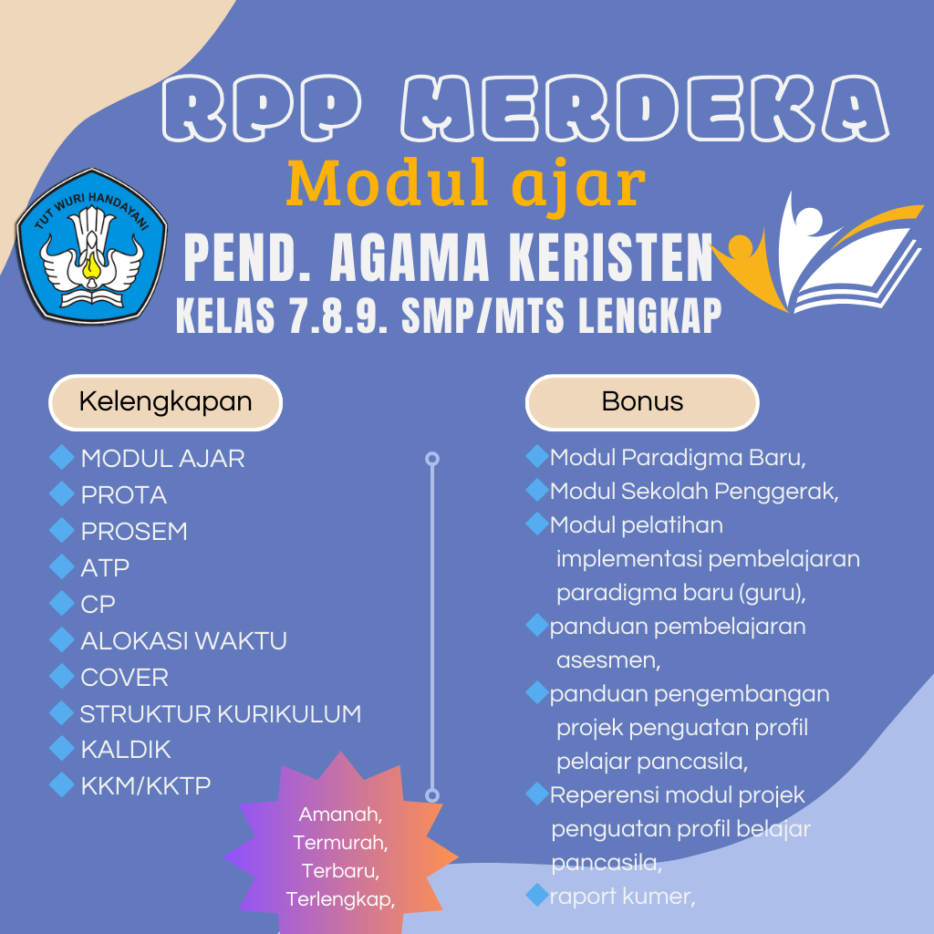

MODUL AJAR PENDIDIKAN AGAMA KERISTEN KELAS 7,8,9 SMP/MTS KURIKULUM MERDEKA LENGKAP