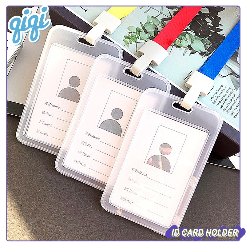 

Name Tag Id Card Transparant Gantungan Kartu Id Card Holder/Penutup kartu/Name Tag id card holder 2 sisi- Qiqi Treasure