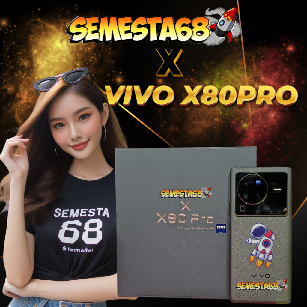 SEMESTA68 Hp Vivo X80 Pro (12/256) - ZEISS Optics, vivo V1+ Chip, Snapdragon 8 Gen1-Cosmic Black