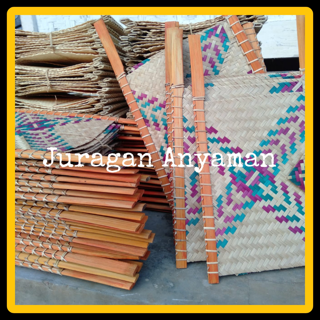 Kipas Bambu Anyam Anyaman Sate Madura Maranggi Souvenir Jumbo Besar Lipat Jepang - Hihid Kipas Bambu