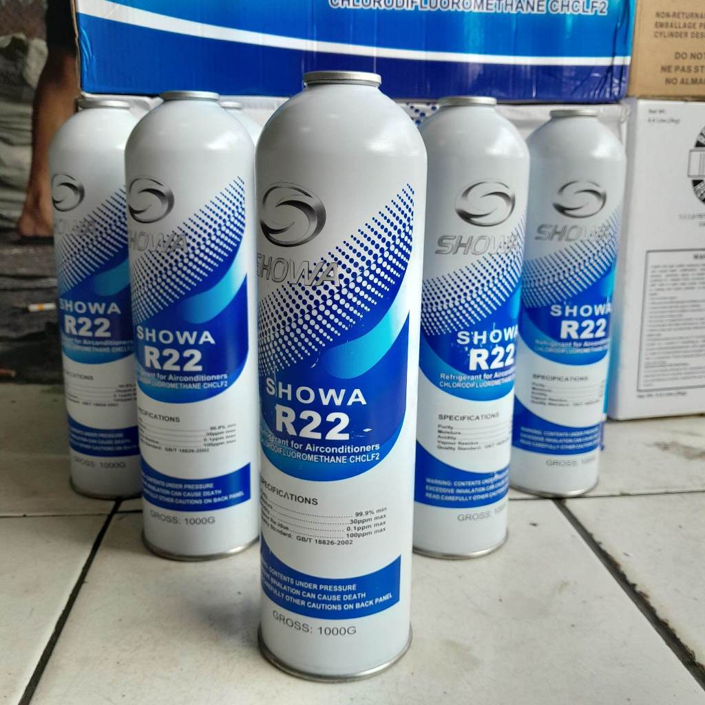 Freon R22 Kaleng Showa original Refrigrant AC R 22 Tabung Can Isi 1 kg kilo gram