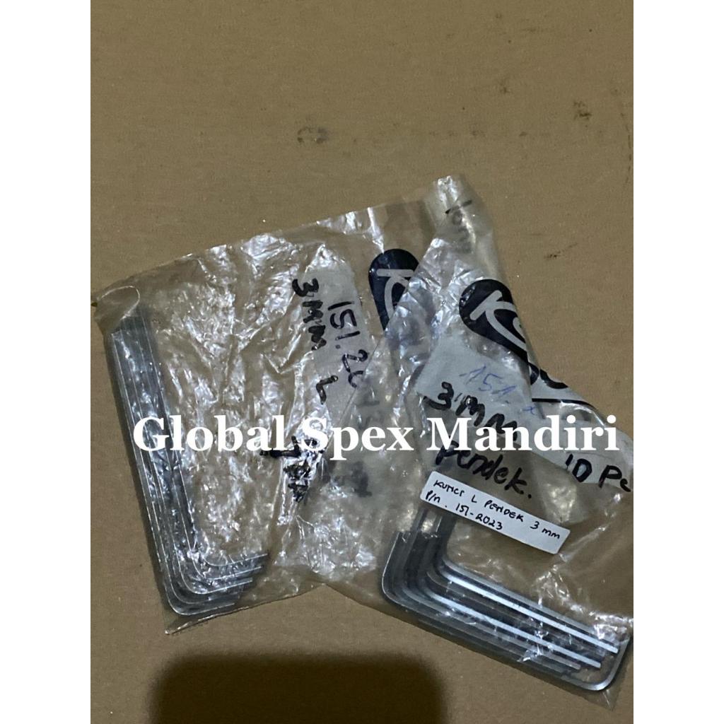 KS TOOLS KUNCI L 3 MM, HEXAGON KEY WRENCH SHORT, PENDEK 151.2023 MADE IN GERMANY