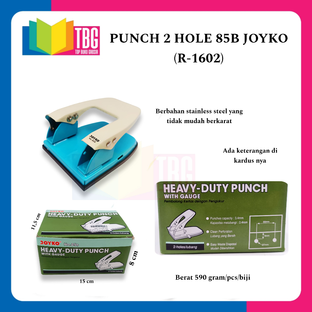 

1 PCS PELUBANG KERTAS 85B / PUNCH 2 HOLE / PERFURATOR 2 LUBANG JOYKO / PEMBOLONG 2 LUBANG (R-1602)