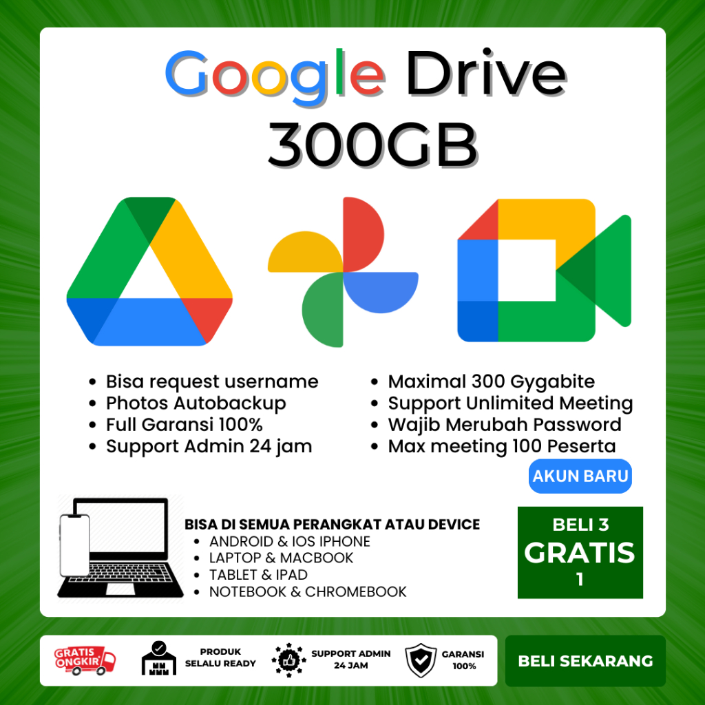 G. Drive Unlimited Max 300GB Private Storage Lifetime Bergaransi Resmi