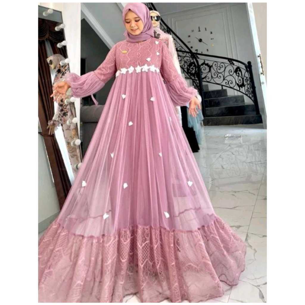 New  Gamis Lula dewasa /Gamis Bunga dan anak-anak// Dress couple Bruket lula dewasa  Ibu dan anak// 