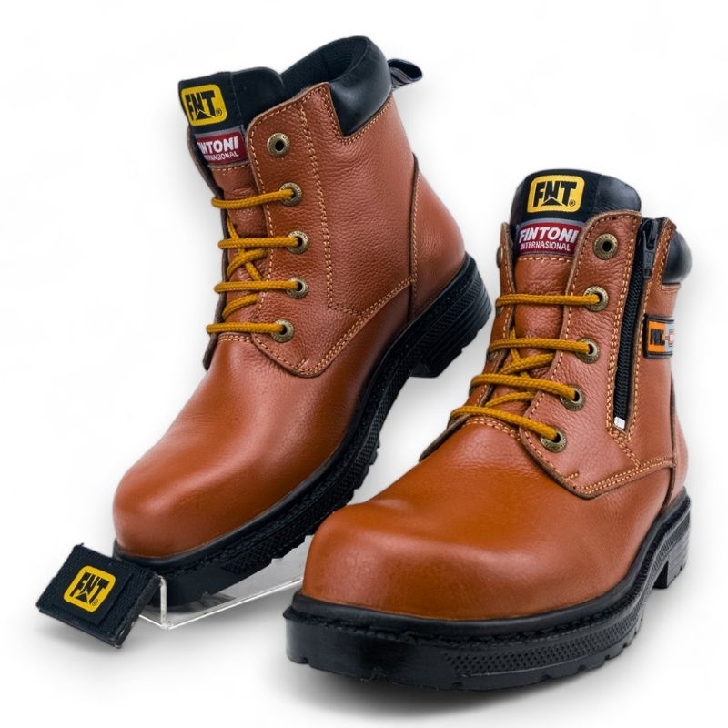 Sepatu Pria Boots Safety Kulit Fintoni Steel Toe 6909