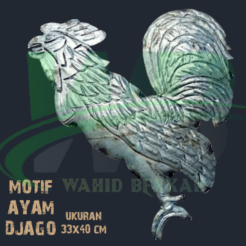 ORNAMEN PAGAR BESI AYAM JAGO 33X40 CM DUA MUKA