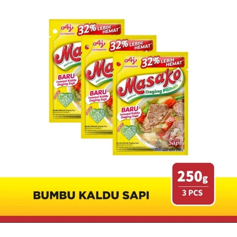 

Masako Bumbu Kaldu Penyedap Rasa Sapi 250gr (3 Pcs)