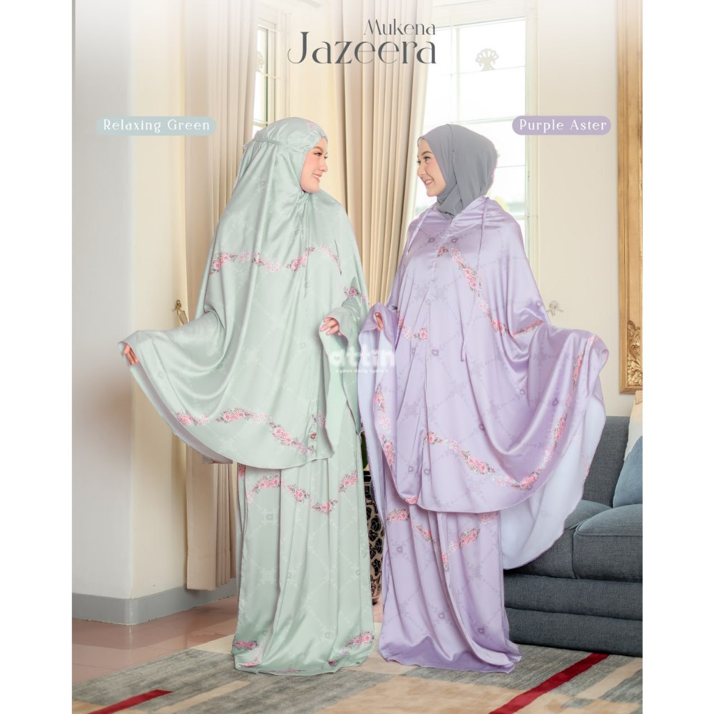 Mukena Al Jazeera Original By Attin Basic Material Silk Digital Premium Yang Memiliki Tekstur Halus 