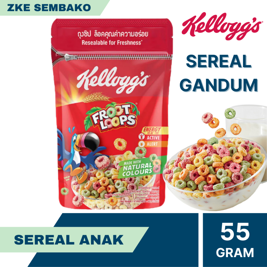 

Kelloggs Froot Loops Sereal Gandum Kemasan Puch 55gr