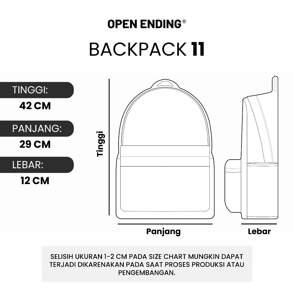 Open Ending Tas Ransel Sekolah Basic Backpack Cordura [BP.11] Image 9