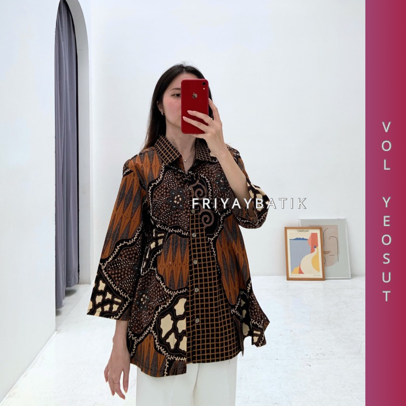 Jollen Blouse Batik / Baju Atasan Formal Batik Wanita Lengan 7/8
