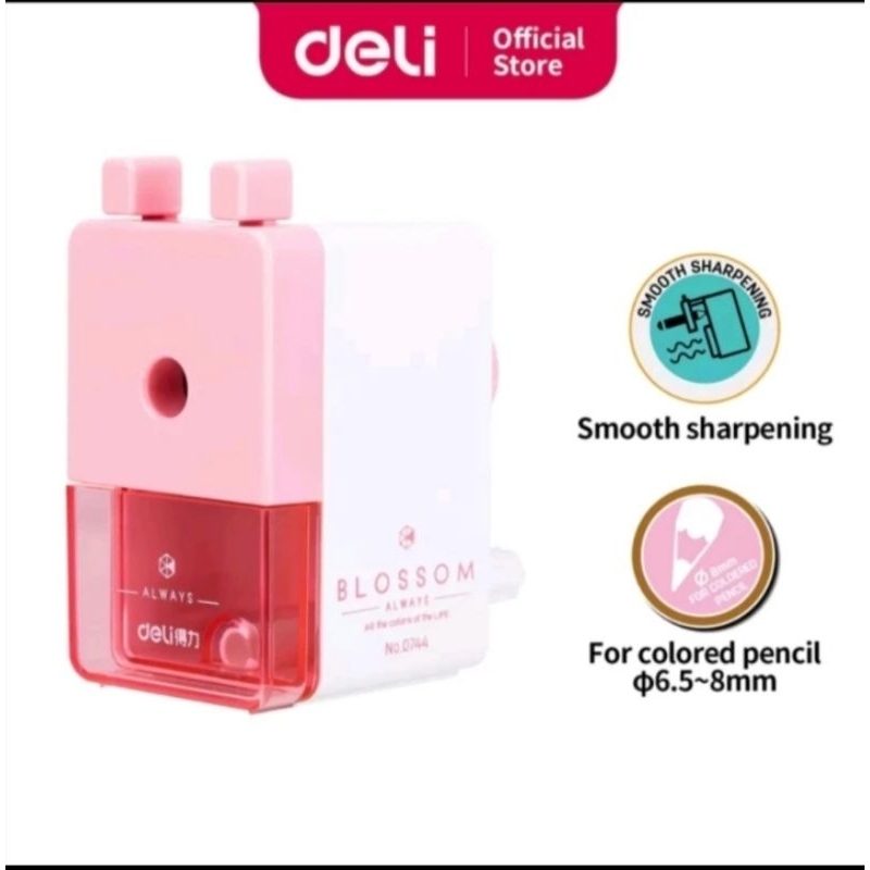 

Deli Rautan putar/rautan meja 3 warna anti slip,pisau terbuat dari bahan besi alloy 0744