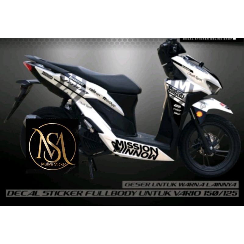 stiker decal vario new 150 full body motif mission putih