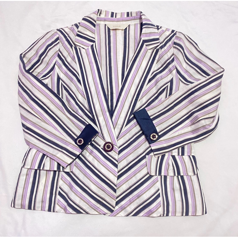 (PL) Blazer Salur Lilac mix Navy/Blazer Salur/Blazer OOTD
