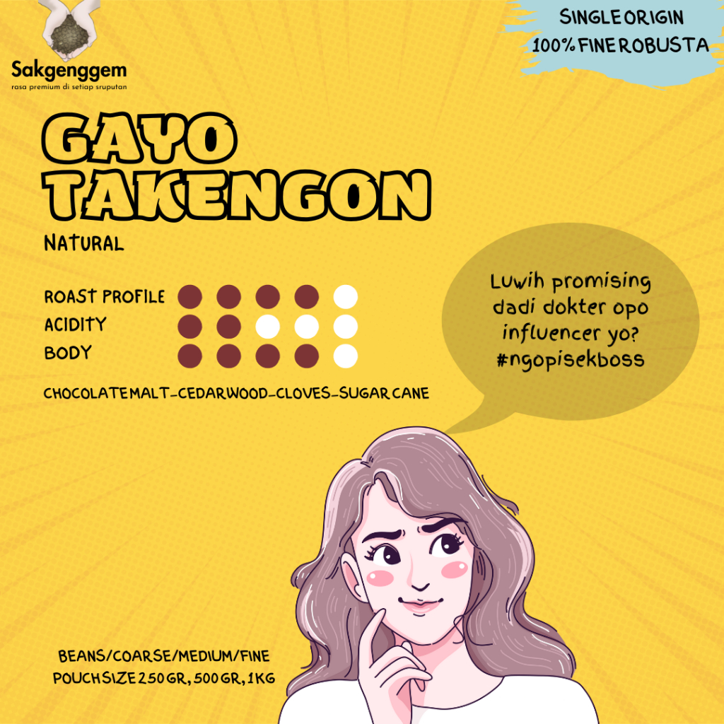 

Biji Kopi Bubuk Robusta Gayo Takengon Natural | Single Origin Coffee | Fresh Roasted
