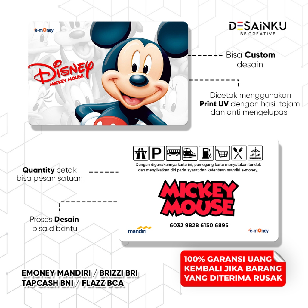 EMONEY DISNEY / MICKEY MOUSE / TAPCASH / FLAZZ / BRIZZI