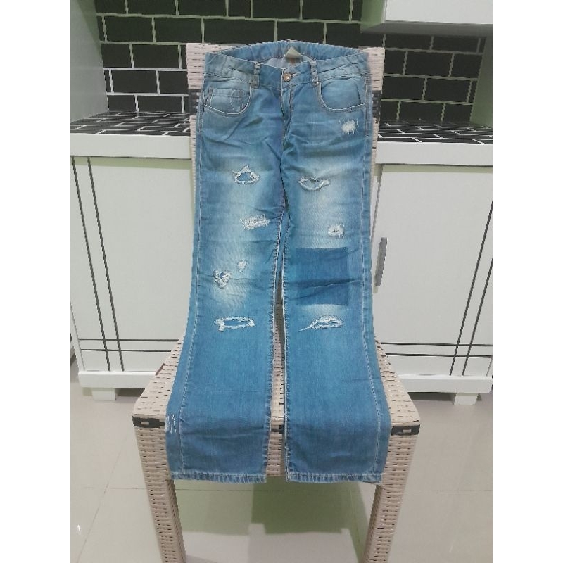 (PRELOVED KOLPRI) CELANA JEANS PANJANG ZARA GIRLS RIPPED ORIGINAL