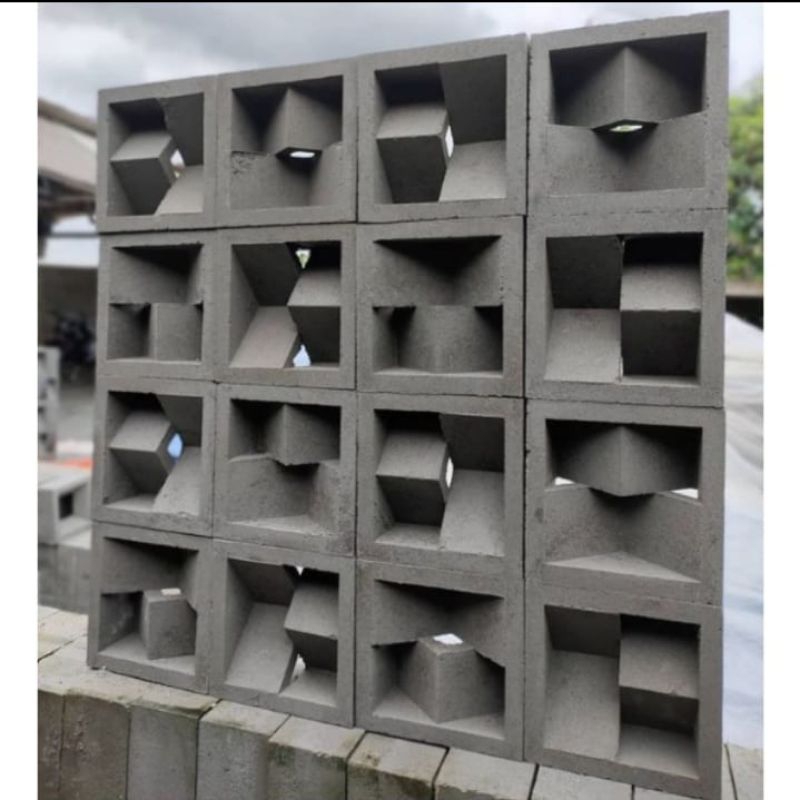 Roster beton/loster minimalis motif M hitam