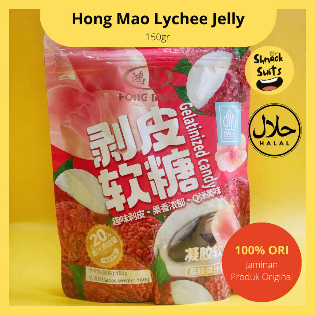 

HALAL HONG MAO FRUIT JELLY 150GR 30PCS / HONGMAO BUNGKUS BESAR/ Jelly Lychee / Jelly Anggur / Jelly Peach