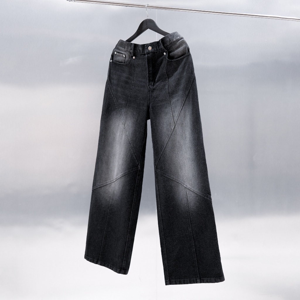 Zasvo - Faded Wash Baggy Jeans Black V1