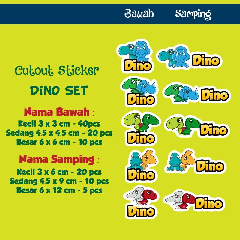 

sticker nama cutout dino cute