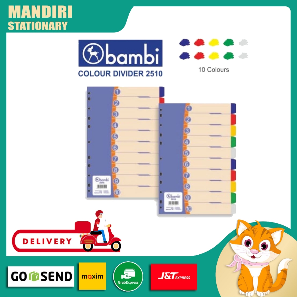 

Bambi Divider Plastik Folio 10 Warna 2510 | Pembatas Binder Plastik
