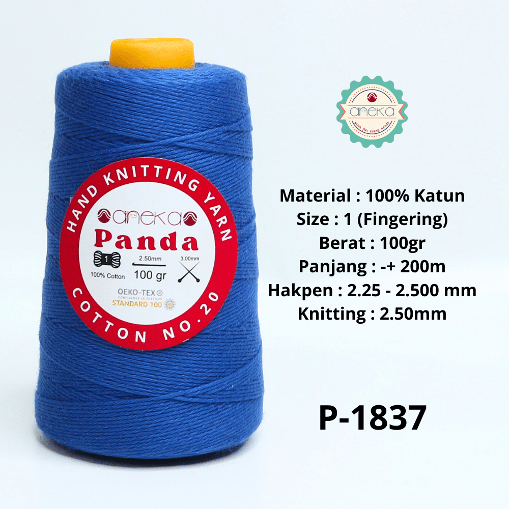 ANEKA - Benang Rajut Katun Panda / Cotton Yarn - 1837 (Biru)