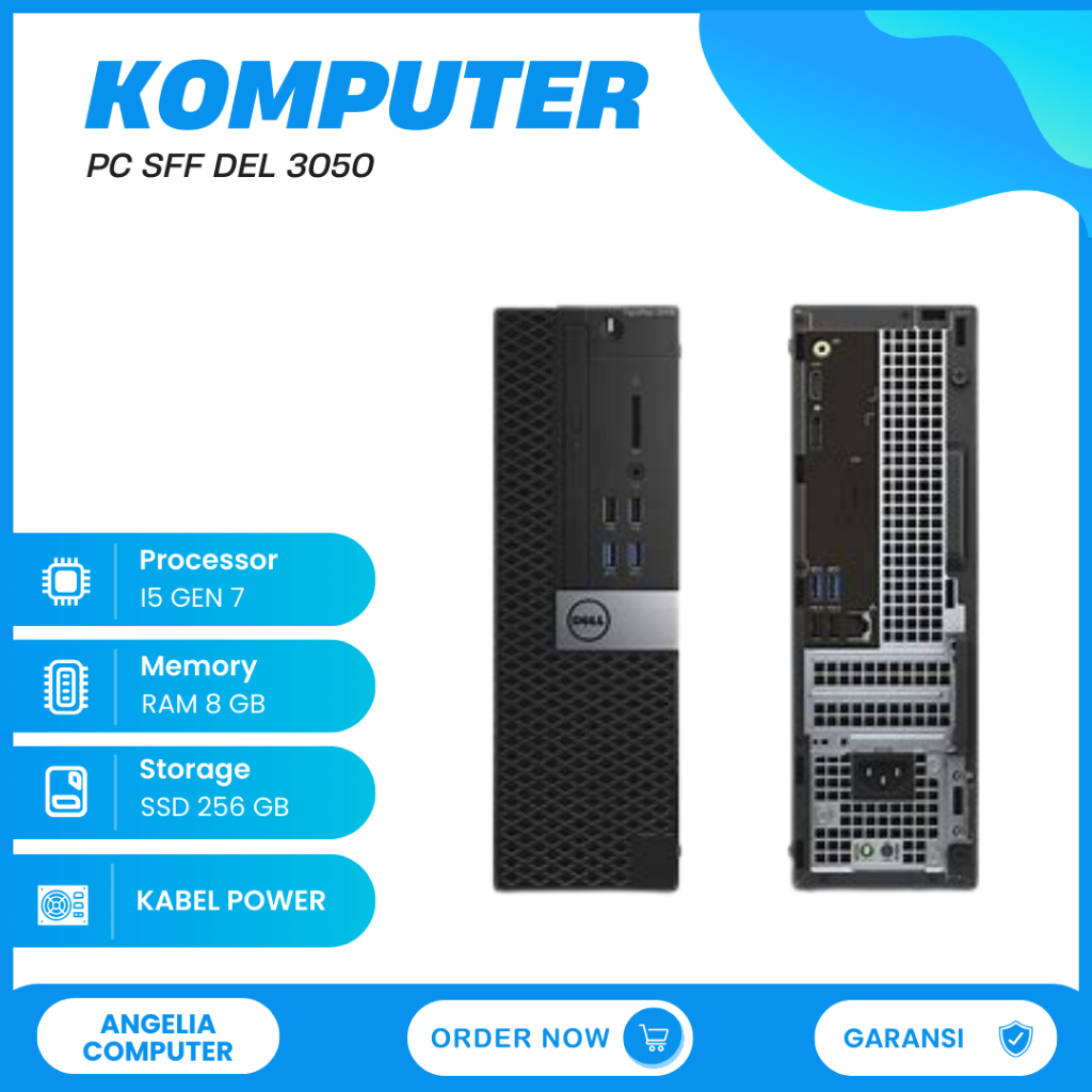 KOMPUTER CPU PC DELL OPTIPLEX 3050 SFF I5 GEN 7 RAM 8 GB SSD 256 GB