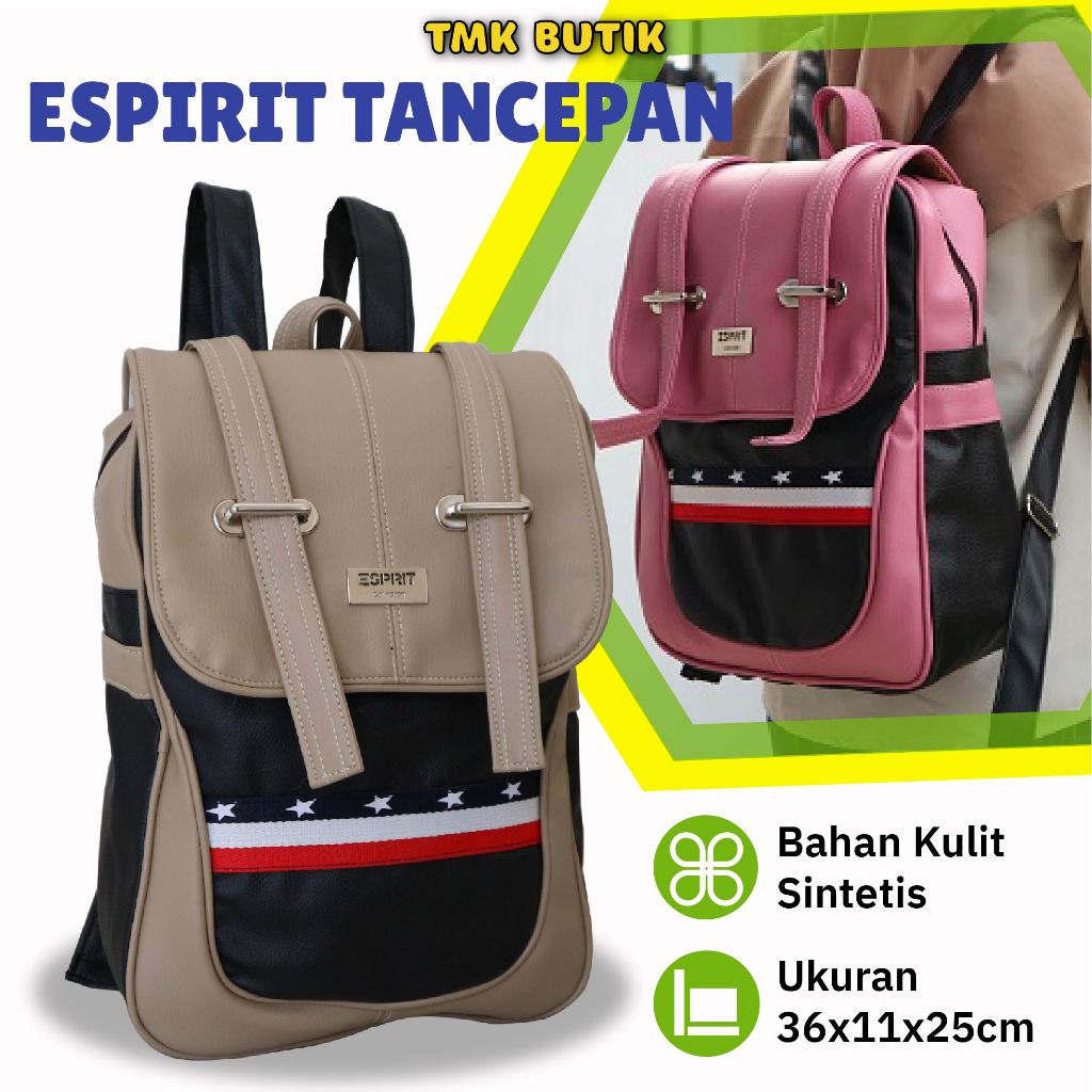 OBRAL DISKON PROMO Tas Ransel Gendong Merk Esprit Murah Cantik Wanita Cewek Perempuan Fashion Distro