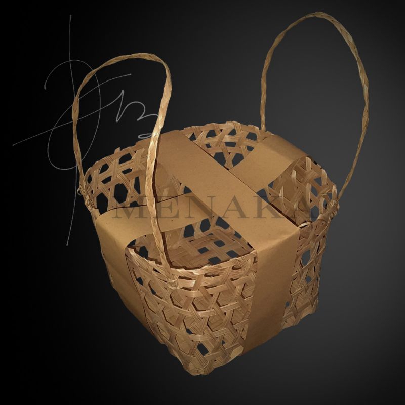 Anyaman Bambu 18x18x15 Keranjang Hidangan Besek / Tas Hampers / Keranjang Buah / Keranjang Hantaran