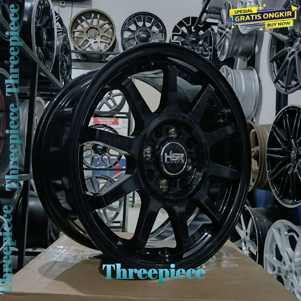 HSR GYMKANA velg brio ring 15 lebar 65 et 42 hitam glossy |velg mobil agya, sigra, ayla ring 15