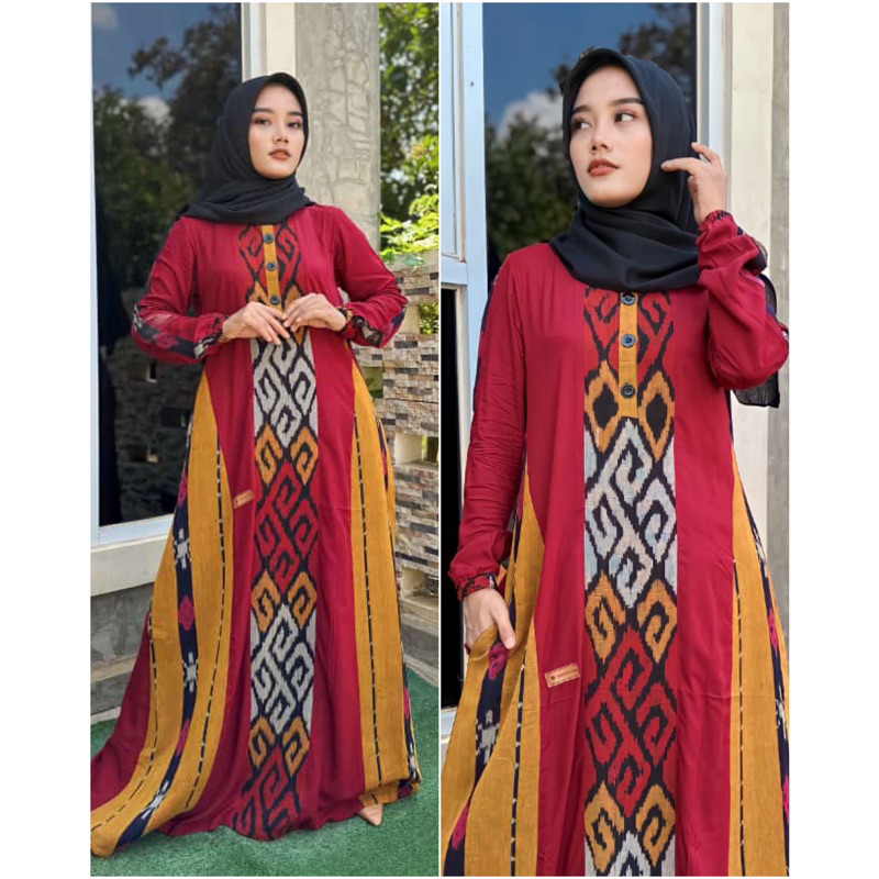 DRESS/GAMIS ORI YUNITA MARUN ((READY))