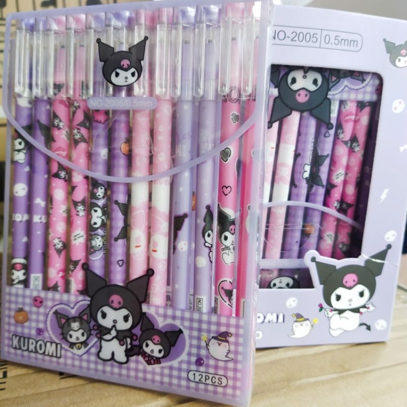

12pcs Pulpen Bisa dihapus motif Kuromi