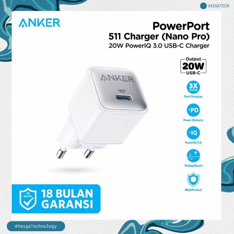 ANKER Wall Charger Anker PowerPort Nano Pro 20W - A2637 Garansi Resmi