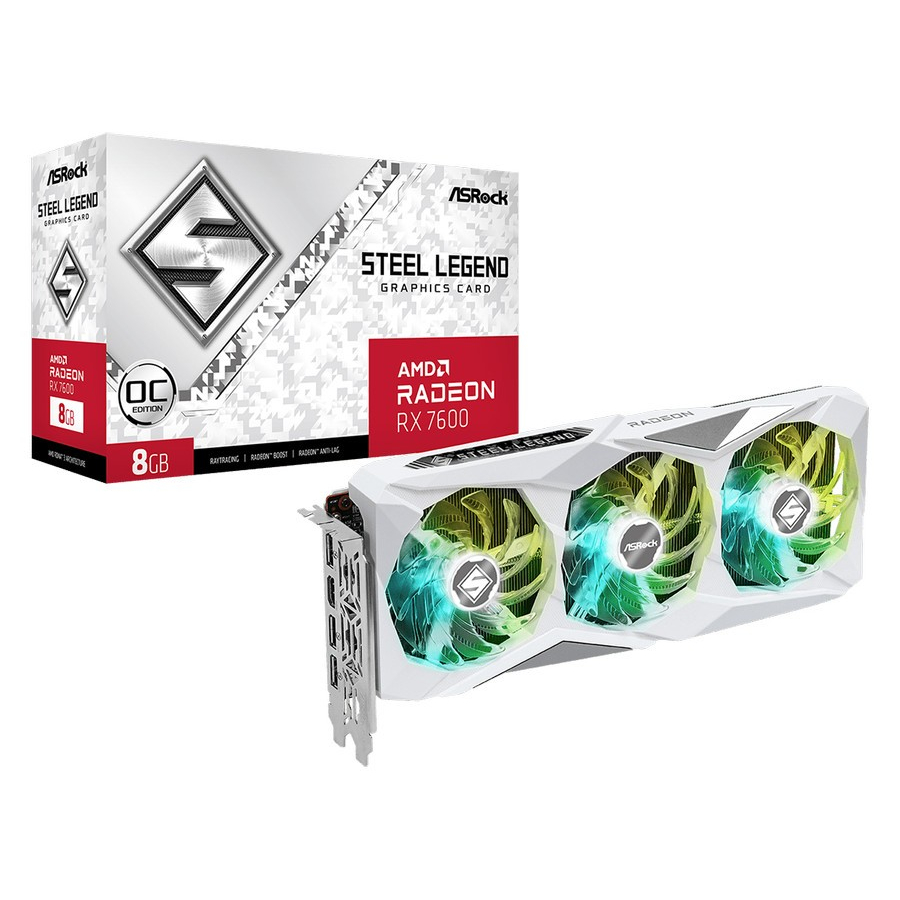 ASROCK RX 7600 8GB STEEL LEGEND OC GDDR6 RX6600 8G 128BIT VGA AMD RADEON