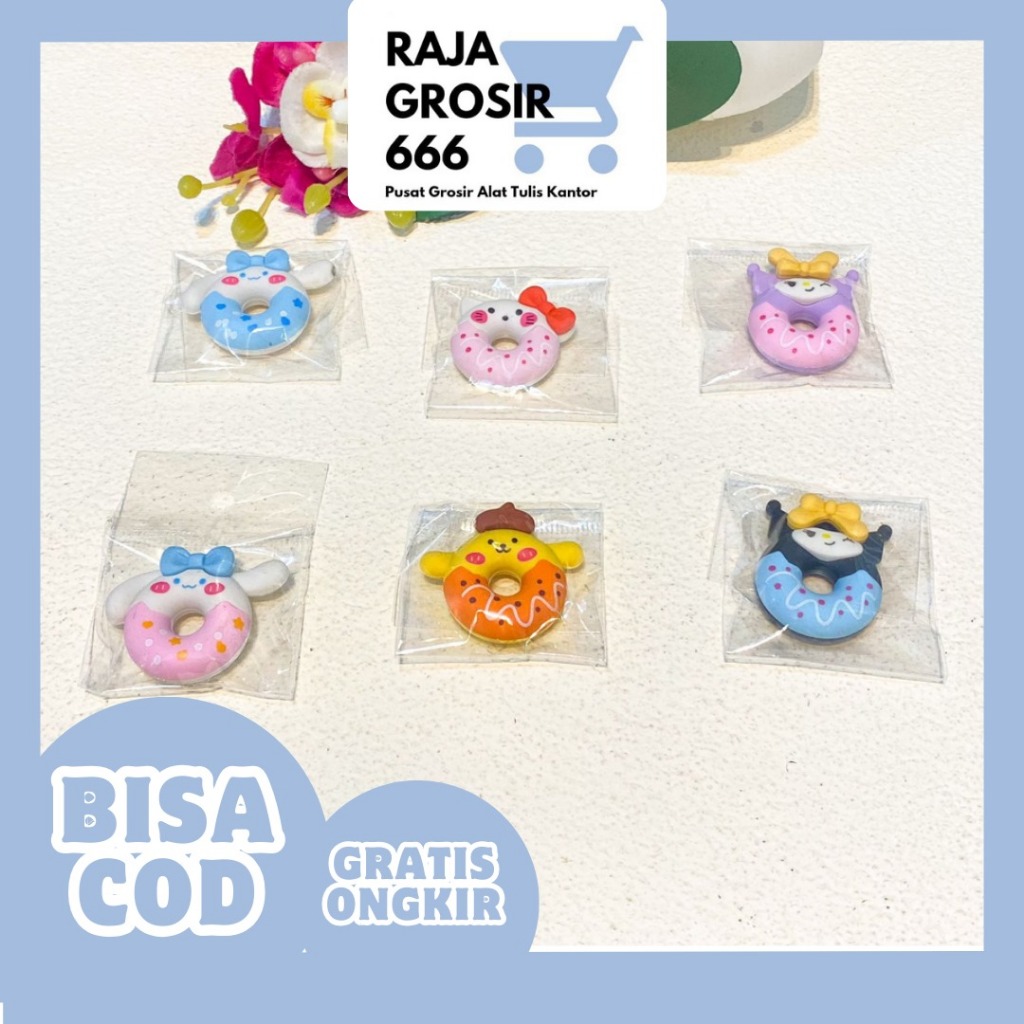 

HAPUSAN DONAT SANRIO ER-1217 ERASER GAMBAR KUROMI CINAMOROLL HELLO KITTY LUCU GEMAS